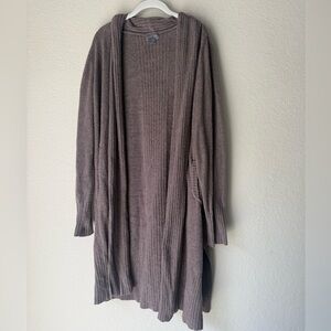 Barefoot Dreams CozyChic Lite Cardigan 1X Taupe Mocha Brown Gray QVXCL1070